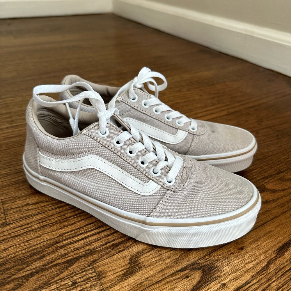 Vans Old Skool Beige and White Canvas Sneakers